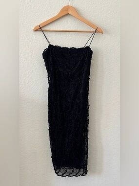 BCBGMaxAzria Black Lace Overlay Slip Dress - size 6